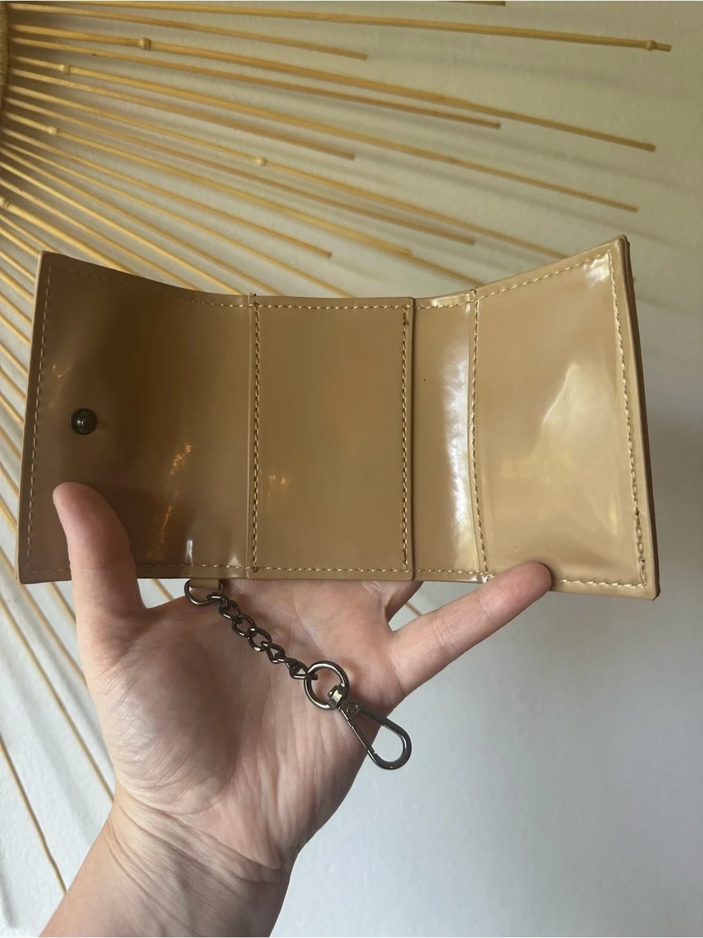 Steve Madden Tan Keychain Wallet Card Holder with Leopard Scarf Bag Charm NWOT